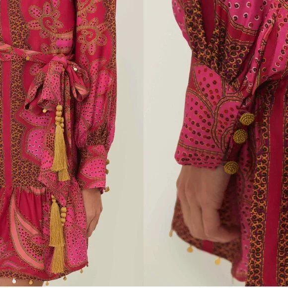 FARM Rio Pink floral scarf lenzing™ ecovero™ mini dress (BRAND NEW, Size S) - Picture 2 of 8